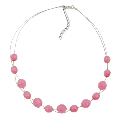 Produktbild von Kette Drahtkette mit Glasperlen Facettenperle rosa 45cm rosa 45 cm