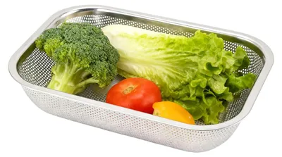 Image de Passoire en acier inoxydable - Passoire rectangulaire - Maille fine - Ustensile de cuisine - Égouttage efficace - Design durable