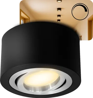 Produktbild von SC-LUXon LANTI Aufbauspot schwarz silber – Strahler schwenkbar 4-Stufen dimmbar mit LED 4W warmweiß – Deckenlampe für Wohnzimmer & Flur