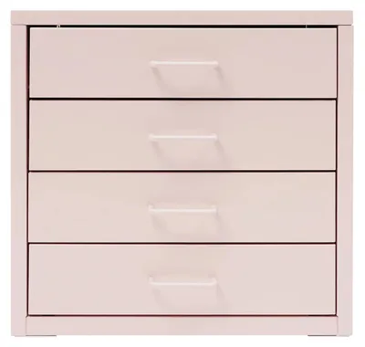 Obrázok produktu pre Skriňa s 4 zásuvkami – kovová skriňa / nočný stolík – otvorená odkladacia plocha v hornej časti – samostatne stojaca – 35x26x35 cm – ružová