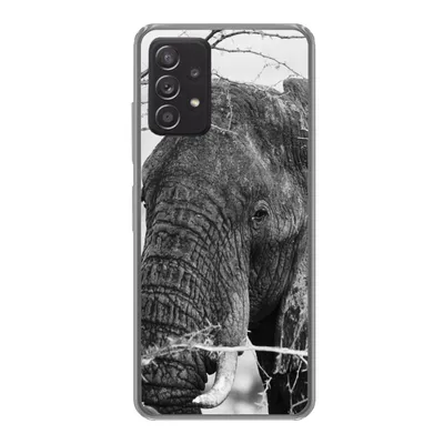 Produktbild von MuchoWow® Handyhülle Schutzhülle Hülle für Samsung galaxy a73 Elefant - Tiere - Äste - Natur - Schwarz und weiß Silikon Softcase Handy Hülle - Handyhülle