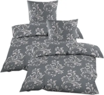 Produktbild von Seersucker Bettwäsche 135x200 mit Reißverschluss - Grau mit Ornamente