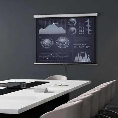 Produktbild von Beamer Leinwand 84 Zoll, Projektionsleinwand 4:3, HD 4K, Heimkino Leinwand, Weiß | 171 x 128 cm | Standfuß Metall
