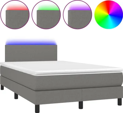 Produktbild von vidaXL Boxspringbett mit Matratze & LED Dunkelgrau 120x200 cm Stoff