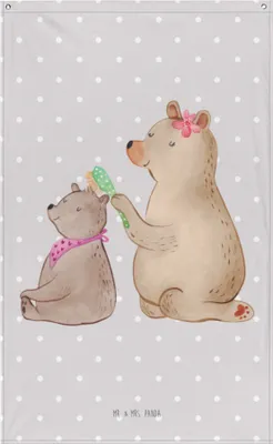 Produktbild von Mr. & Mrs. Panda Wandbild Bär Kind - Grau Pastell - Geschenk, Muttertag, Wandtuch, Tapestry, Familie, Wandbehang, Mama, Gobelin, Wandteppich, Tochter, Bären