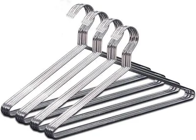 Immagine prodotto di 20 ganci in acciaio da 0,4 cm di spessore con superficie antiscivolo; robusti ganci in acciaio inossidabile per guardaroba, giacche, abiti e camicie; 41,6 cm