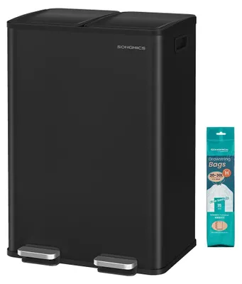 Obrázek produktu pro Kontejner na odpad se dvěma oddíly – třídič odpadu – ocel/polypropylen – 2 x 30 litrů – 47,6 x 37,7 x 66,9 cm