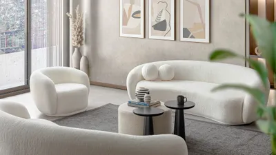 Produktbild von Couchgarnitur Bohne: 3+1 / Farbe: Weiß