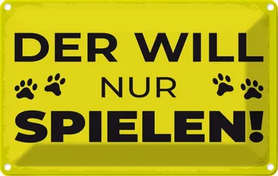 Produktbild von vianmo Blechschild 12x18 cm Hunde Hund will nur spielen