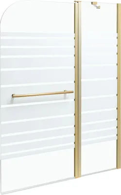 Produktbild von BELIANI Badewannenaufsatz Gold Sicherheitsglas u. Aluminiumprofil 140 Hoch 120 cm Breit 2-Teilig mit Schwingtür Griff Festteil Modern für Badezimmer
