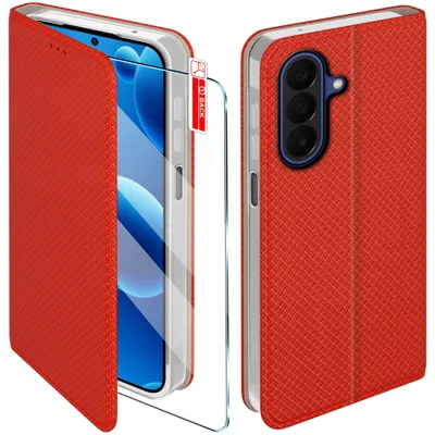 Zdjęcie produktu dla Etui z klapką do Samsung A27 5G Zamykane Czerwone Futerał + Szkło 9H