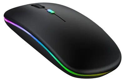 Obrázek produktu pro Bezdrátová myš 2,4 GHz, dobíjecí, 3 úrovně citlivosti (DPI), chytrá, kompaktní, tichá, plastová, černá, 2 režimy, Bluetooth, pro domácí použití