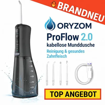 Produktbild von Oryzom™ ProFlow 2.0 kabellose Munddusche - Reinigung & gesundes Zahnfleisch - Farbe: schwarz