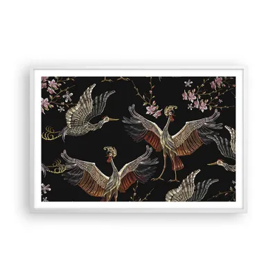 Produktbild von Gerahmtes Poster - Weißer Rahmen - Asiatisch Vögel Verziert - 91,5x61 cm - Wand Bild - Wanddeko - Wandbilder - Kunstposter - Wandposter - Bilderrahmen - Bilder - Kunstdruck - P2WAA91x61-4556