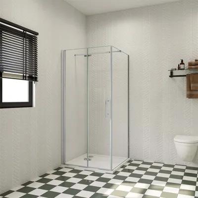 Produktbild von 76x80cm 185cm 6mm ESG Nano Glas ECK-Duschkabine Duschtür Falttür
