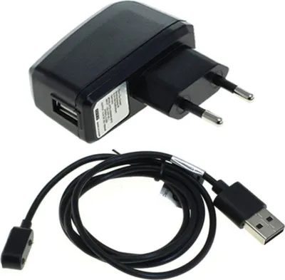 Image de subtel Chargeur pour montre connectée + Câble USB System Connector compatible avec - Adaptateur secteur 1A Câble charge rapide smartwatch gps sport fitness