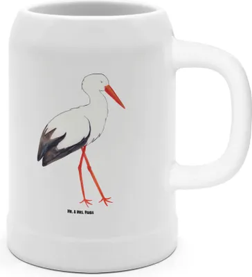 Produktbild von Mr. & Mrs. Panda Krug Storch - Weiß - Geschenk, Seidel, Bier, Mutter, Humpen, Schwangerschaft, Geburt, Störche, Baby, Steinkrug, Gute Laune