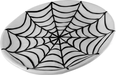 Produktbild von Weißer Teller aus Keramik mit Spinnennetz Design 23 cm