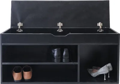Produktbild von Schuhschrank Flurbank mit Stauraum - Schuhregal - mit Sitzkissen schwarz