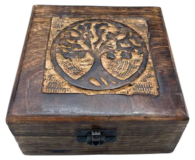 Immagine prodotto di Scatola in legno quadrata, 13x13x6 cm - Albero della Vita