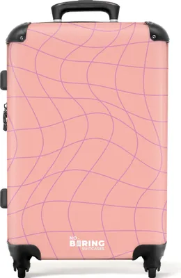 Produktbild von NoBoringSuitcases.com® Großer Koffer - Rosa mit lila Wellenlinien - Kombinationsschloss TSA - Hartschalen Trolley 4 Rollen - 72 liter - Reisekoffer - 66 cmKoffer Mittelgroß 67x43x25 cm, 72L,