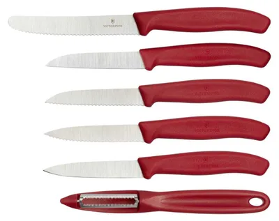 Image de Victorinox Swiss Classic Set de couteaux à légumes 6 pièces rouge Emballage cadeau