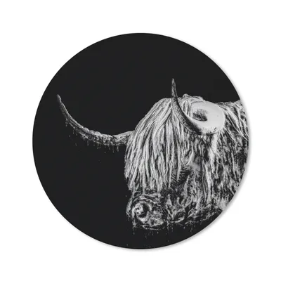 Produktbild von MuchoWow® Mauspad Mousepad Schottischer Highlander - Kuh - Schwarz - Weiß 30x30 cm - Mousepads - Maus Mat - Pad - Mausunterlage - Tischunterlage - Schreibtischmatten