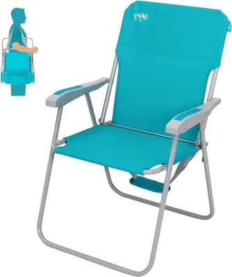 Obrázek produktu pro Skládací židle Famanu s vysokým opěradlem – lehká a přenosná – barva cyan