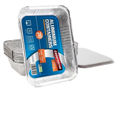 20 Alu-Trays mit Deckeln 1800 ml – für Backen & Grillen