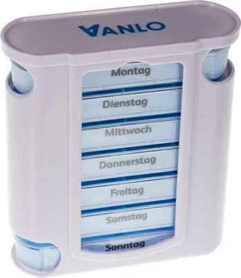 Produktbild von VANLO Tower Pillendose Tablettenbox mit 4 Tageseinteilungen