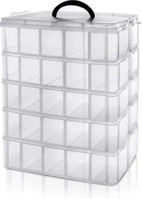 Produktbild von Transparente Plastikbox mit anpassbaren Fächern für Spielzeug und Schmuck