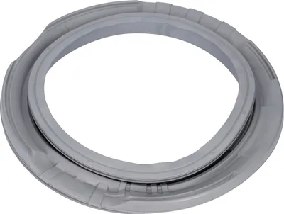 A grey rubber door seal for a washing machine.