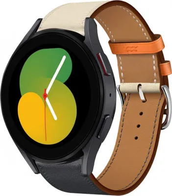 Produktbild von Strap-it Samsung Galaxy Watch 5 - 40mm Lederarmband (Weiß/Dunkelblau)