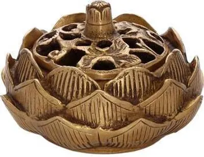 Produktbild von Lotus Räuchergefäß Räucherschale Messing Handarbeit Esoterik Deko Gold Neu 1575