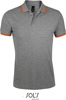 Image de SOLs 00577 | Polo Pasadena pour homme - Couleur : Grey Melange/Orange - Taille : L