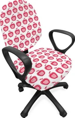 Produktbild von ABAKUHAUS Apfel Bürostuhl Schonbezug, Doodle rosa Mädchen-Muster, dekorative Schutzhülle aus Stretchgewebe, Dunkler Coral Pale Pink