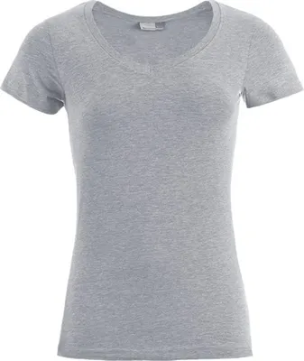 Obrázek produktu pro Promodoro 3086 | Dámské tričko Slim Fit s výstřihem do V - barva: sportovní šedá (Heather) - velikost: 3XL