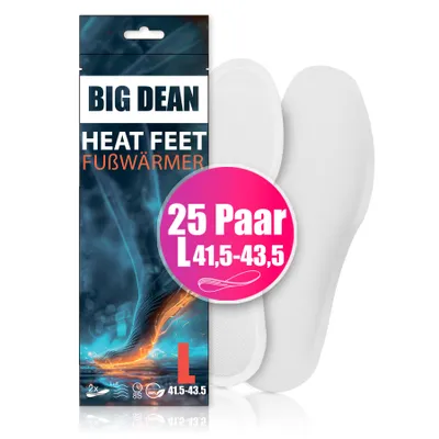 Produktbild von BigDean 25 Paar Fußwärmer – Sohlenwärmer für Schuhgröße 41,5-43,5 8h Wärme