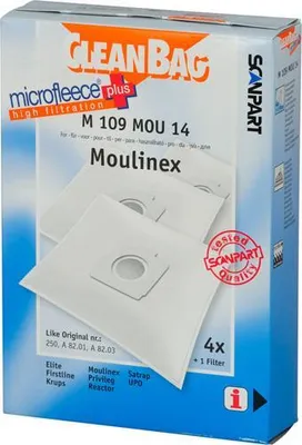 Produktbild von Cleanbag M 109 MOU 14, Staubbeutel, Weiß, Synthetisch, Moulinex, Box, 5 Stück(e)