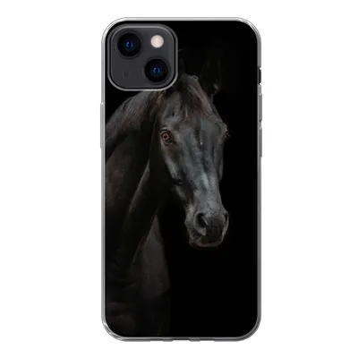 Produktbild von MuchoWow® Handyhülle Schutzhülle Hülle für iPhone 13 Pferd - Nutztier - Schwarz Silikon Softcase Handy Hülle - Karteninhaber