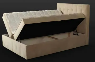 Produktbild von Doppelbett Schlafzimmer Bett 180сm Matratze Beige Chesterfield Stil Holz