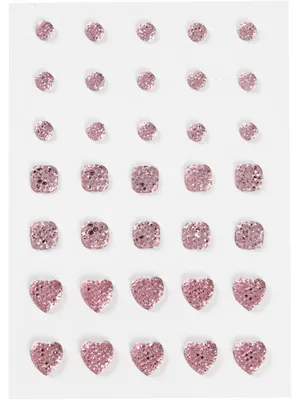 Produktbild von Vivi Gade Strasssteine, rund, quadratisch, Herz, Größe 6+8+10 mm, rosa, 35 Stück 1 Box