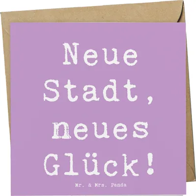 Produktbild von Mr. & Mrs. Panda Grußkarte Spruch Umzug neue Stadt - Lavendeltraum - Geschenk, Neuanfang, faltkarte, Lächeln ins Gesicht zaubern, Zuversicht, Glückwunschkarte, Vertrauem