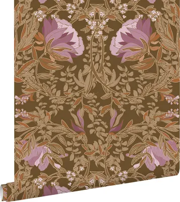 Obrázok produktu pre ESTAhome Tapeta secesný kvetinový vzor hnedá a fialová 50 x 900 cm