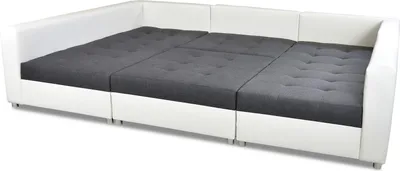 Produktbild von Wohnlandschaft Sofa ANDRO mit Schlaffunktion und Hocker Weiss-Dunkelgrau