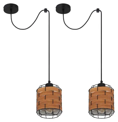 Produktbild von 2er Set Hängelampe, Holzoptik, höhenverstellbar, H 200 cm