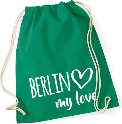 Produktbild von Huuraa Turnbeutel Berlin my love 12 Liter Kelly Green Baumwolle Rucksack Geschenkidee