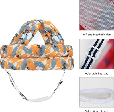 Zdjęcie produktu dla Kask z wyściółką dla małych dzieci, amortyzujący wstrząsy, ultralekki, oddychający, regulowany pasek, miękkie paski, czapka typu 1