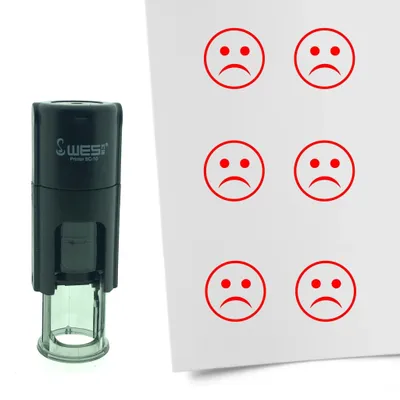 Produktbild von CombiCraft Selbstfärbender Stempel 'Freudloser Smiley' in der Farbe Rot, Ø10mm