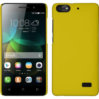 Produktbild von PhoneNatic Case kompatibel mit Huawei Honor 4c - Hülle gelb gummiert Hard-case + 2 Schutzfolien